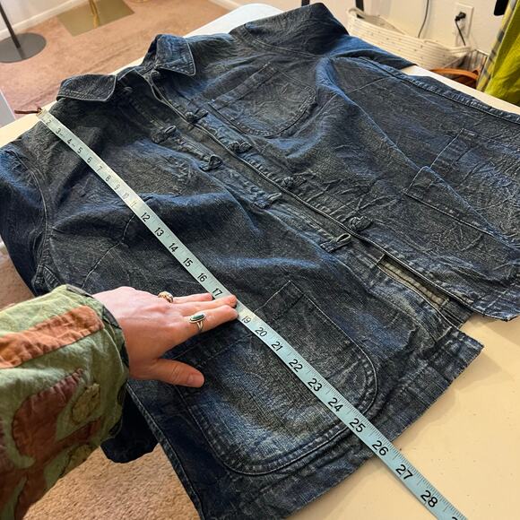 Ralph Lauren Cotton Denim Washed Worn Look Loop Button Chore Coat Size 1X - Picture 9 of 11